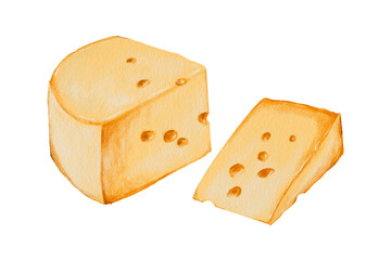 piece of cheese Hand-drawn crayon texture on a transparent background