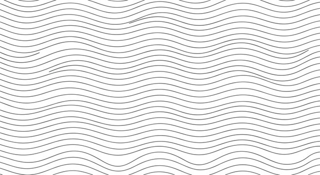 Abstract monochrome pattern of flowing curved lines forming a seamless wave motif and a calm optical rhythm suitable for modern minimalist designs.