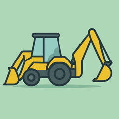 Naklejka premium Backhoe loader in action on construction site equipment