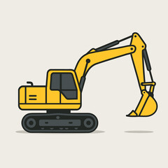 Yellow excavator machine for construction and digging work