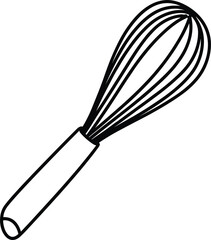 Simple Outline Drawing of a Whisk for Cooking and Baking kitchen utensil food preparation