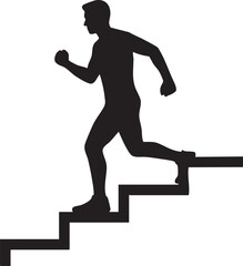 Person Climbing Stairs Silhouette Vector in Dynamic Pose