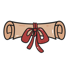 Cute Rolled Love Letter with Ribbon Illustration