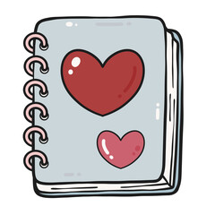 Cute Spiral Notebook with Heart Illustration
