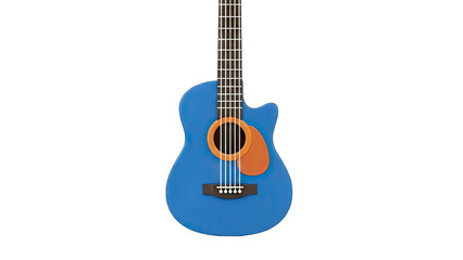 Blue Acoustic Guitar Isolated on White Background