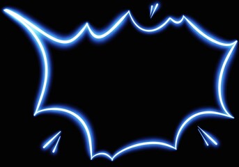 Modern Speech Bubble Light Line Neon Hand Drawn on Black Background