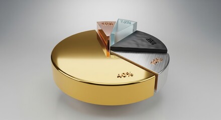 Golden pie chart with various sectors