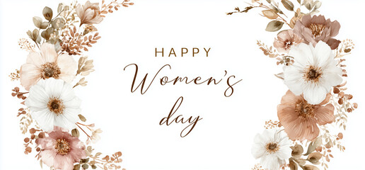 Happy Women&rsquo;s Day Greeting Card with Floral Design