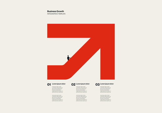 Business Growth Infographic Template with Escalator Minimalist Illustration