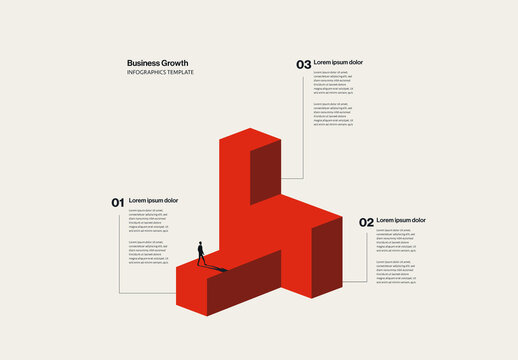 Business Growth Infographic Template with Abstract Minimalist Illustration