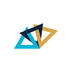 Three Interacting Abstract Triangle Shapes Logo