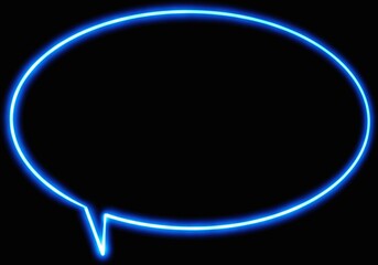 Modern Speech Bubble Light Line Neon Hand Drawn on Black Background
