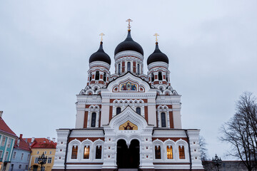 Alexander Nevsky Cathedral facade in Tallinn Old Town, Estonia