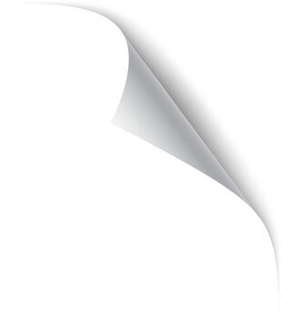 Layout, sticker, color, flyer, business, paper, Folded paper. Curved corner paper with shadow. PNG White page rotates bottom right on transparent background. Curled corner paper page. Curl flip peel