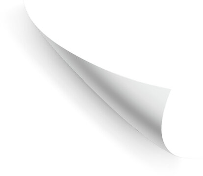 Layout, sticker, color, flyer, business, paper, Folded paper. Curved corner paper with shadow. PNG White page rotates bottom right on transparent background. Curled corner paper page. Curl flip peel