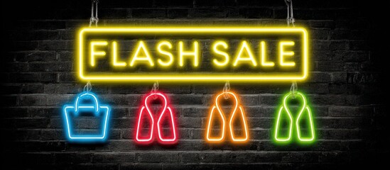 Flash Sale Neon Signage on Brick Wall.