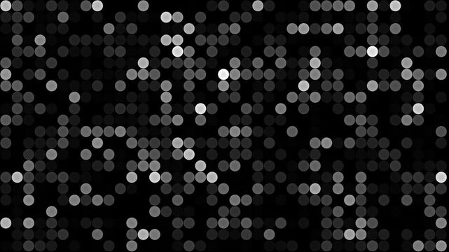 ​Abstract Black and White Dot Matrix Flashing Lights Grid Background, Seamless Loop Animation of Blinking LED Wall