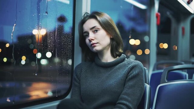 sat by the window of the bus as raindrops slid down the glass