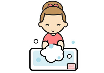 手を洗う女の子