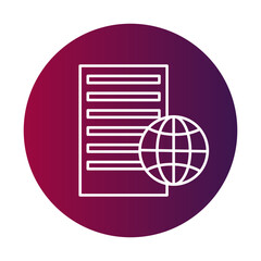 Document globe icon. Global data papers. Worldwide information Vector sheet. International report concept.