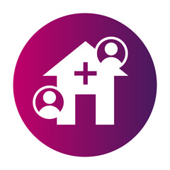 Hospital building icon. Medical center users. People service Vector clinic. Healthcare facility silhouette.