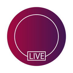 Live streaming icon. Broadcast moment circle. Video event Vector sign. Purple gradient outline