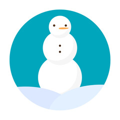 Winter snowman character. Three body snowballs. Orange carrot nose. Vector season concept.