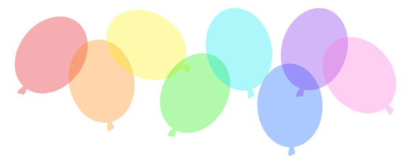 Colorful party balloons. Flying transparent objects. Overlapping sphere shapes. Vector celebration element.