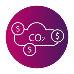 CO2 emissions cost. Carbon tax symbol. Financial cloud icon. Pollution money Vector.