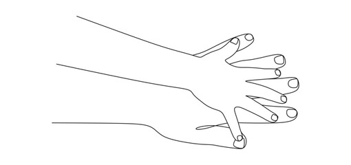 continuous line vector design of adult and small child's hands eps 3