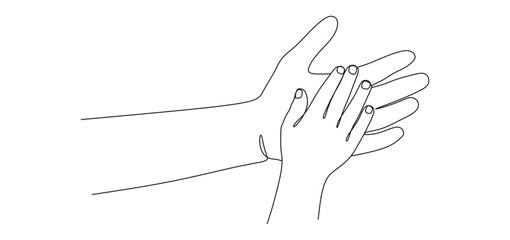 continuous line vector design of adult and small child's hands eps 1