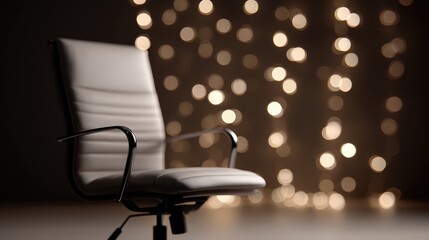business pause concept, empty office chair with holiday light