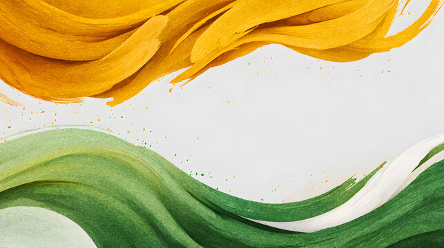 Elegant Republic Day of India photo frame with flowing saffron, white and green tricolor ribbons forming a soft border.