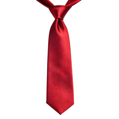 A red satin necktie with a simple knot isolated against a deep black background