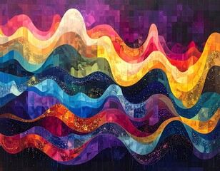 Colorful wavy abstract art, digitally created