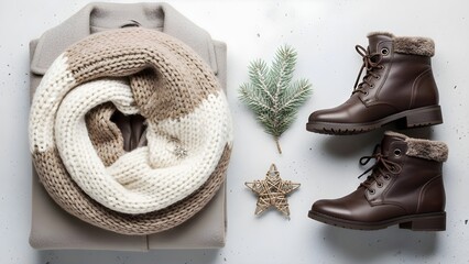 Winter fashion accessories composition