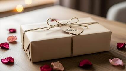 Wrapped gift box with decorative tag