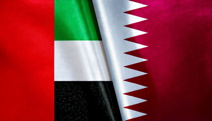 アラブ首長国連邦の国旗とカタールの国旗(United Arab Emirates flag & Qatar flag.)

