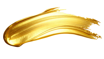 textured abstract golden paint stroke isolated on transparent background, png