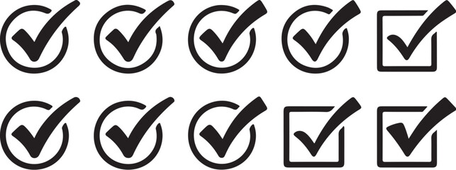 Obraz premium Ten black check mark icons set variations