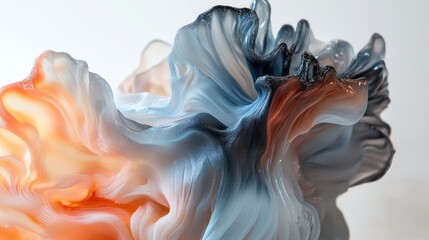 Abstract Liquid Flowing Colors on White Background