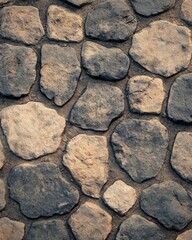 Close-Up Texture of Weathered Stone Pavement Wall.