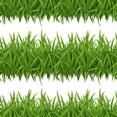  Isolated a Bright green realistic seamless grass pattern vector art with white background..
