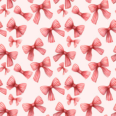 Beautiful pink bows create charming and playful pattern on soft background, perfect for adding touch of whimsy to any design project