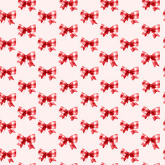 Red checkered bows create charming and festive pattern, perfect for holiday decorations or gift wrapping. playful design adds touch of whimsy and warmth to any project