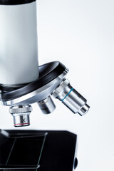 close up macro microscope on white background
