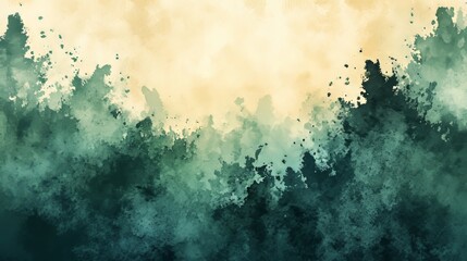 Emerald Tones Watercolor Wash, Abstract Verdant Brushstrokes and Atmospheric Green Background Art