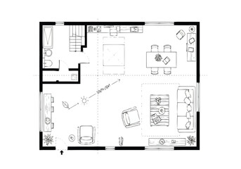 Modern Home Floor Plan Blueprint Open Concept Layout Design for Living Spaces layout architecture interior design icons exclusive