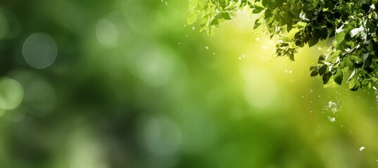 Gentle Spring Sunlight Bokeh Effect with Warm Glow and Green Gradient for Nature Inspired Designs