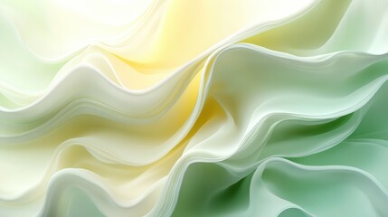 Obraz premium A soft, flowing texture of layered fabric in shades of yellow and green, conveying a sense of elegance and tranquility.